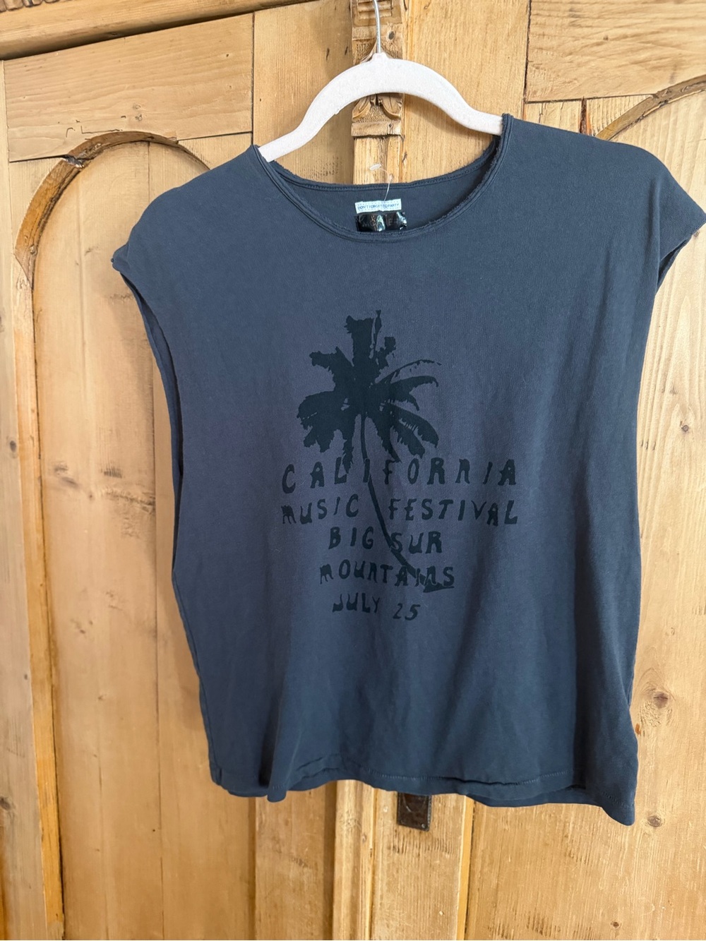 MOTHER Slate Blue Palm Graphic Tank Top